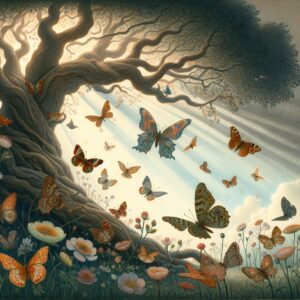 Kurzgeschichte: #Der alte Baum und die Schmetterlinge#